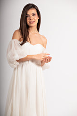 Rochie midi cununie civila cu corset si maneci Jasmine