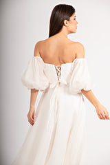 Rochie midi cununie civila cu corset si maneci Jasmine