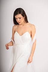 Rochie midi cununie civila cu crapatura pe picior Ingrid