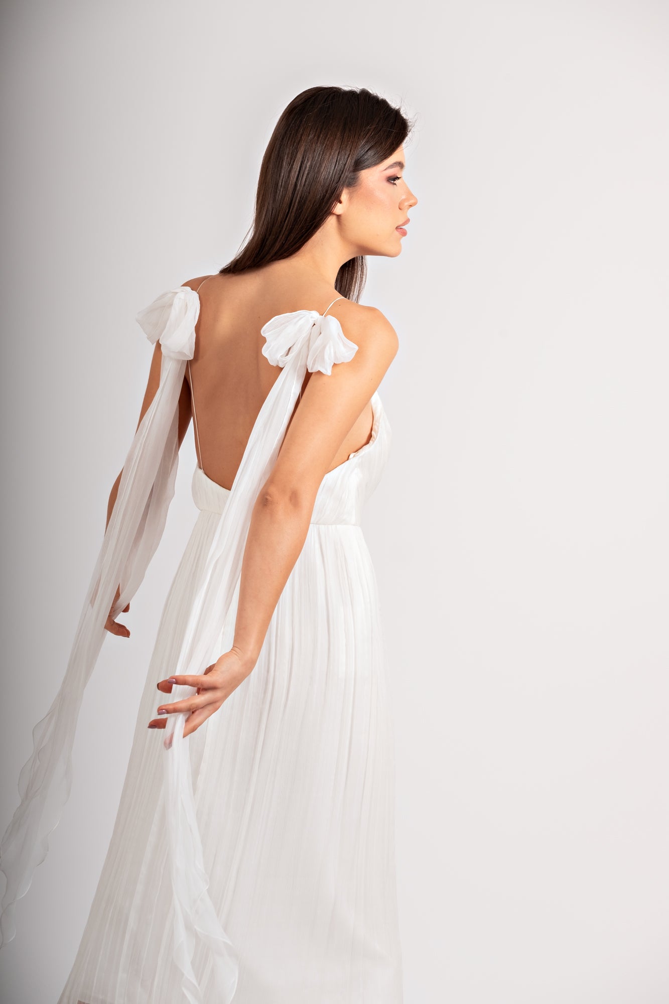 Rochie midi cununie civila cu crapatura pe picior Ingrid