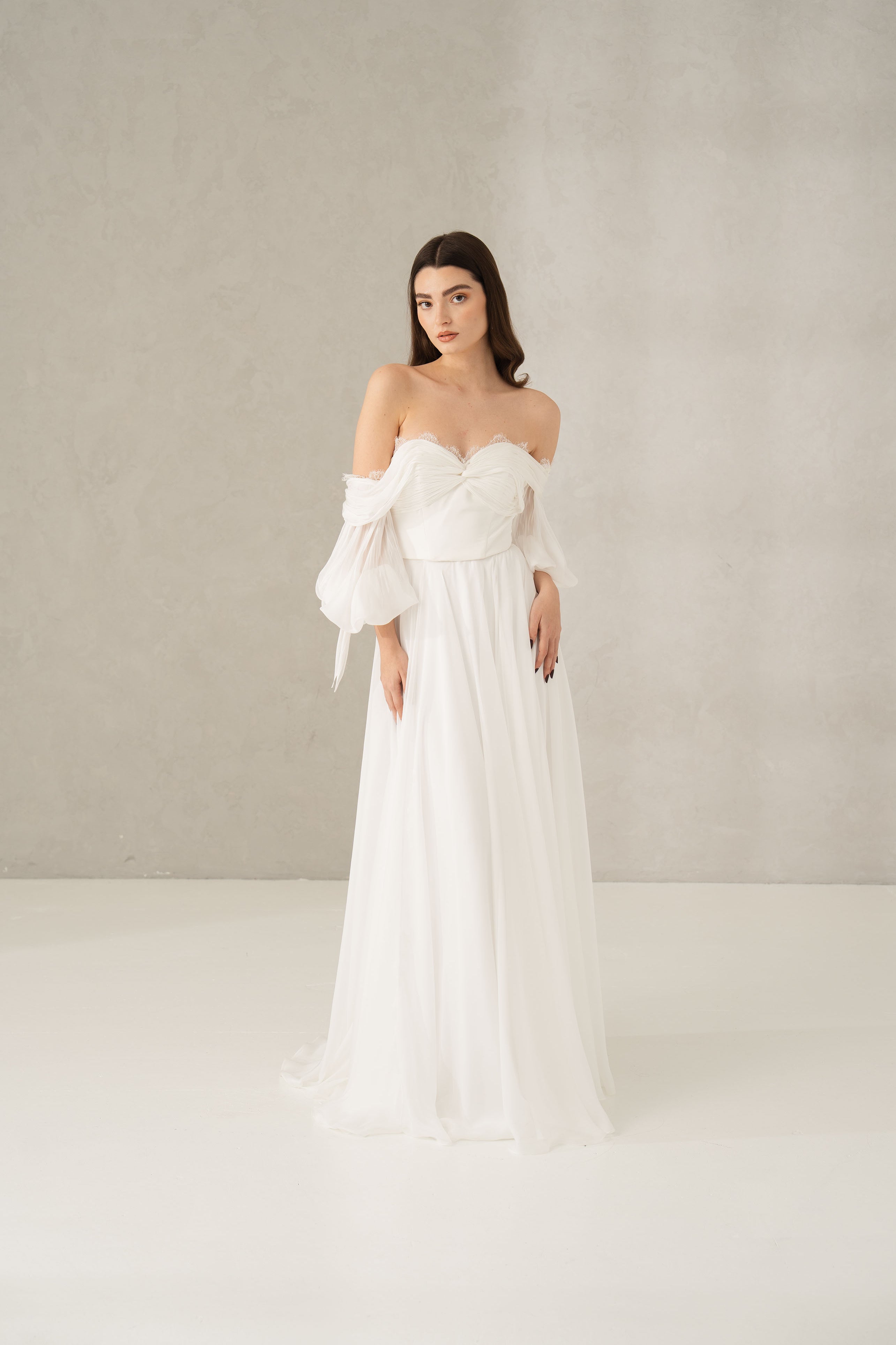 Rochie mireasa diafana Harper