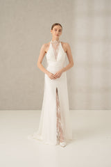 Rochie mireasa halter dantela Beatrice