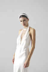 Rochie mireasa halter satin matase Bria