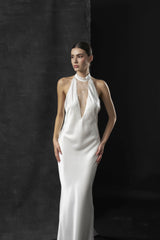 Rochie mireasa halter satin matase Bria