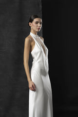 Rochie mireasa halter satin matase Bria