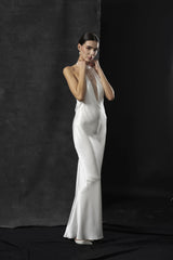 Rochie mireasa halter satin matase Bria