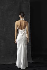 Rochie mireasa halter satin matase Bria