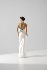 Rochie mireasa halter satin matase Bria