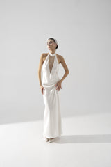 Rochie mireasa halter satin matase Bria