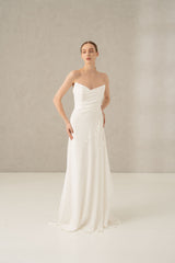 Rochie mireasa matase drapata Eleonor