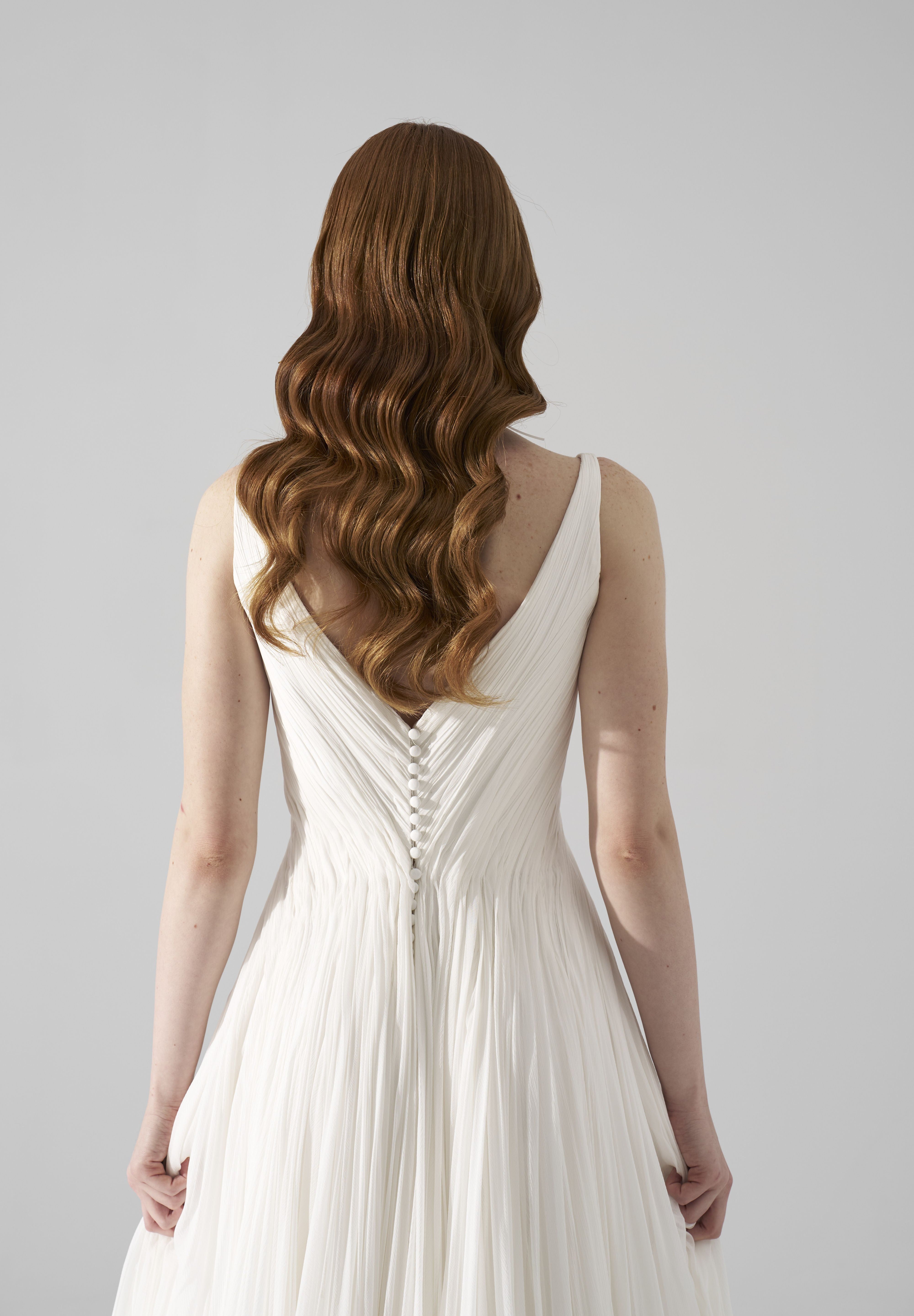 Rochie mireasa muselina drapata Saira