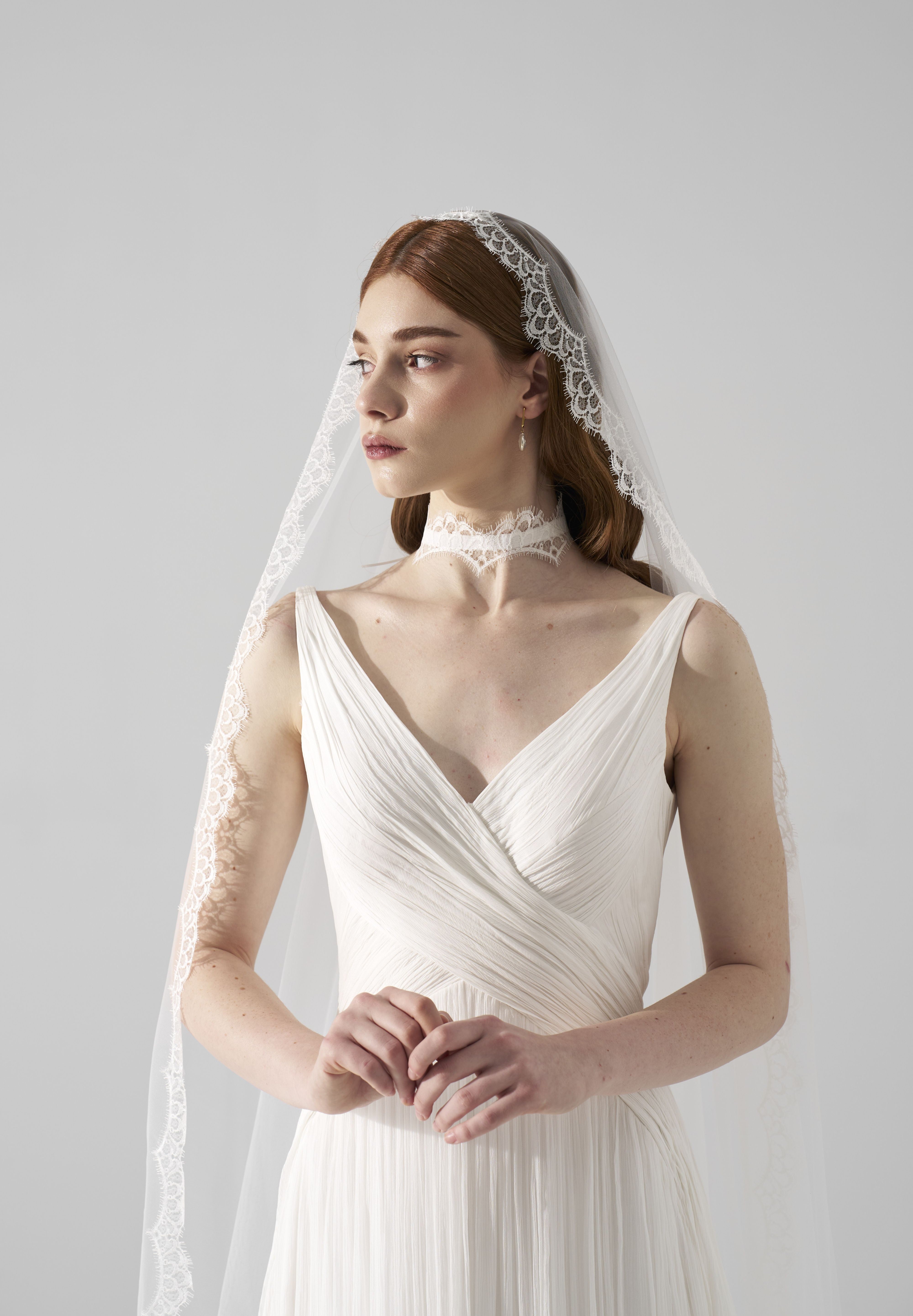 Rochie mireasa muselina drapata Saira