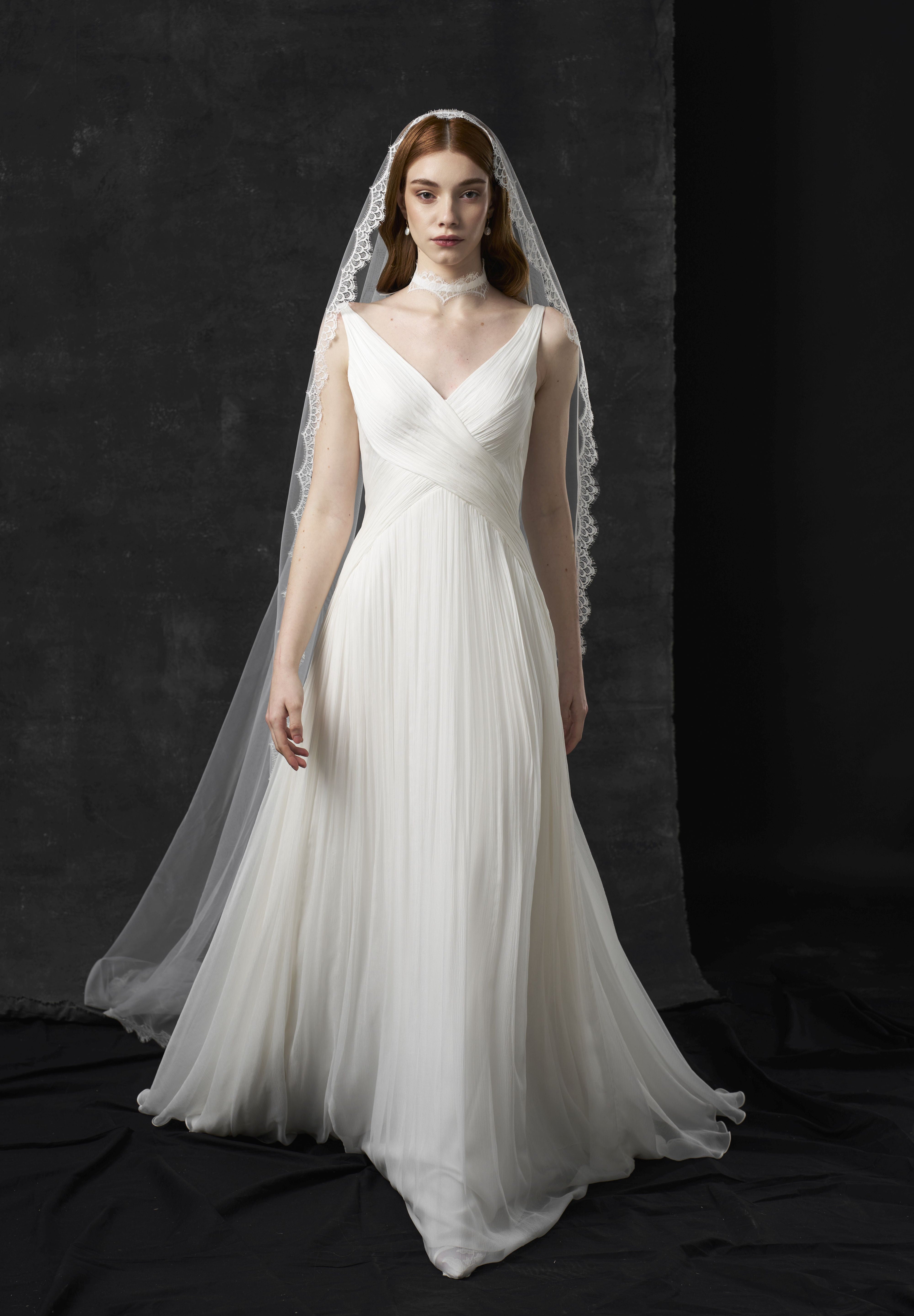 Rochie mireasa muselina drapata Saira