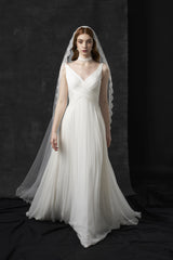 Rochie mireasa muselina drapata Saira