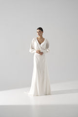 Rochie mireasa satin cu maneci Hera