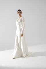 Rochie mireasa satin cu maneci Hera