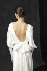 Rochie mireasa satin cu maneci Hera