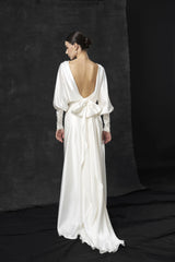 Rochie mireasa satin cu maneci Hera