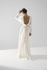 Rochie mireasa satin cu maneci Hera