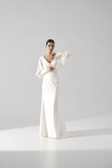 Rochie mireasa satin cu maneci Hera