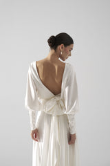 Rochie mireasa satin cu maneci Hera