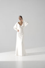 Rochie mireasa satin cu maneci Hera