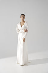 Rochie mireasa satin cu maneci Hera