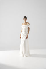 Rochie mireasa satin maneci cazute Amira