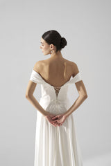 Rochie mireasa satin maneci cazute Amira