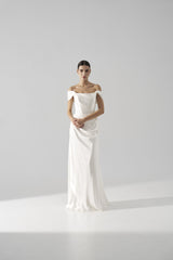 Rochie mireasa satin maneci cazute Amira