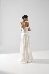 Rochie mireasa satin maneci cazute Amira