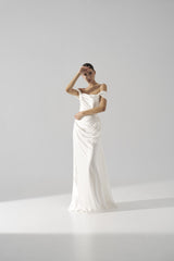 Rochie mireasa satin maneci cazute Amira