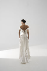 Rochie mireasa satin maneci cazute Amira