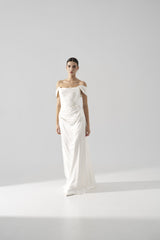 Rochie mireasa satin maneci cazute Amira