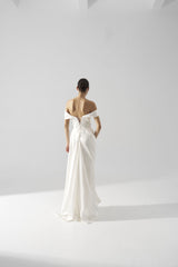 Rochie mireasa satin maneci cazute Amira