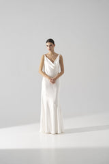 Rochie mireasa satin matase perle Ayla