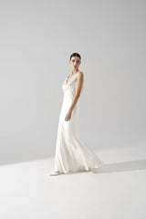 Rochie mireasa satin matase perle Ayla