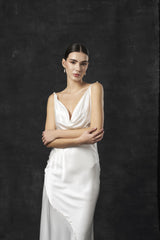 Rochie mireasa satin matase perle Ayla