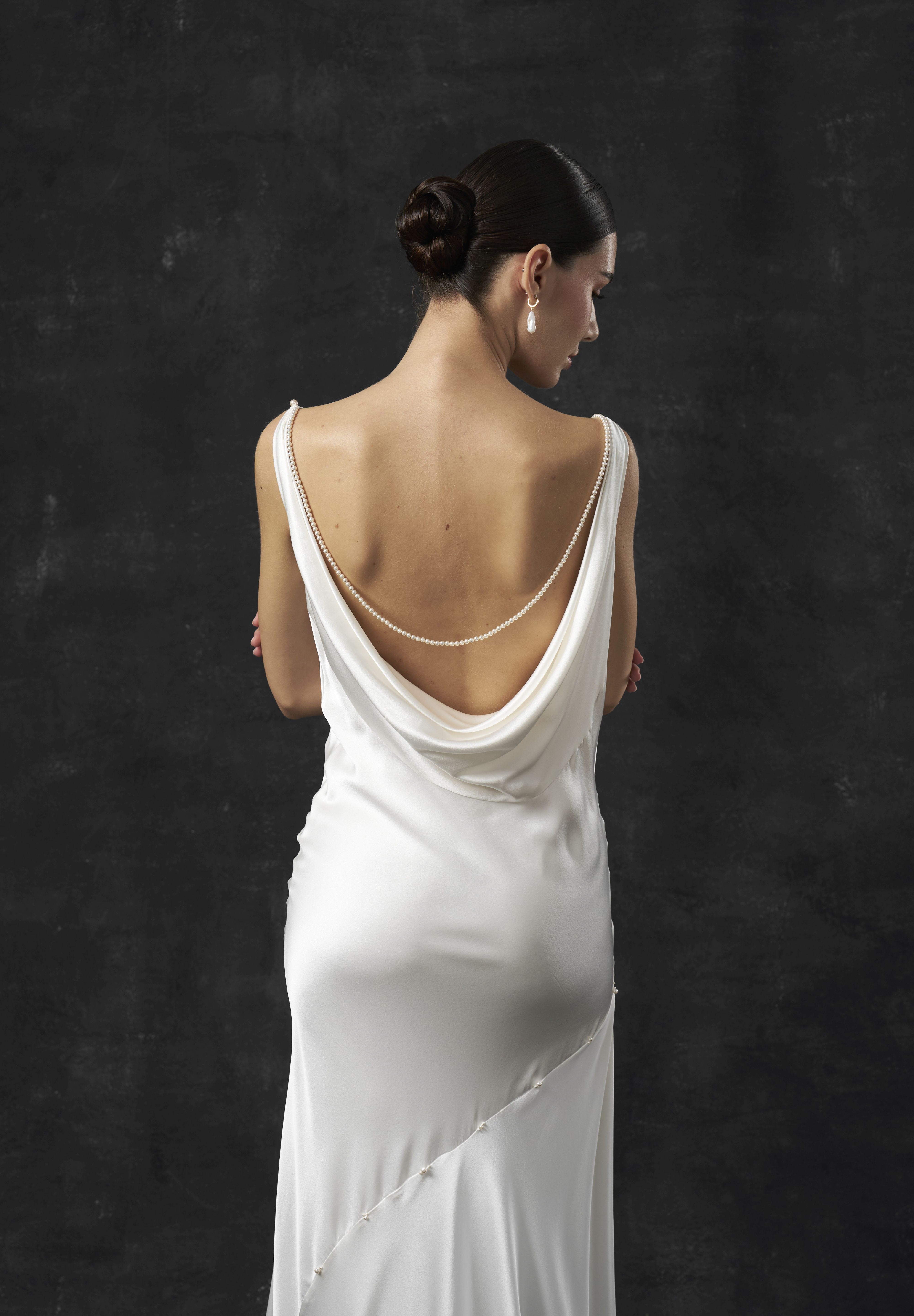 Rochie mireasa satin matase perle Ayla