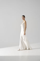 Rochie mireasa satin matase perle Ayla