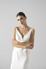 Rochie mireasa satin matase perle Ayla