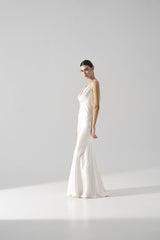 Rochie mireasa satin matase perle Ayla