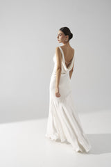 Rochie mireasa satin matase perle Ayla