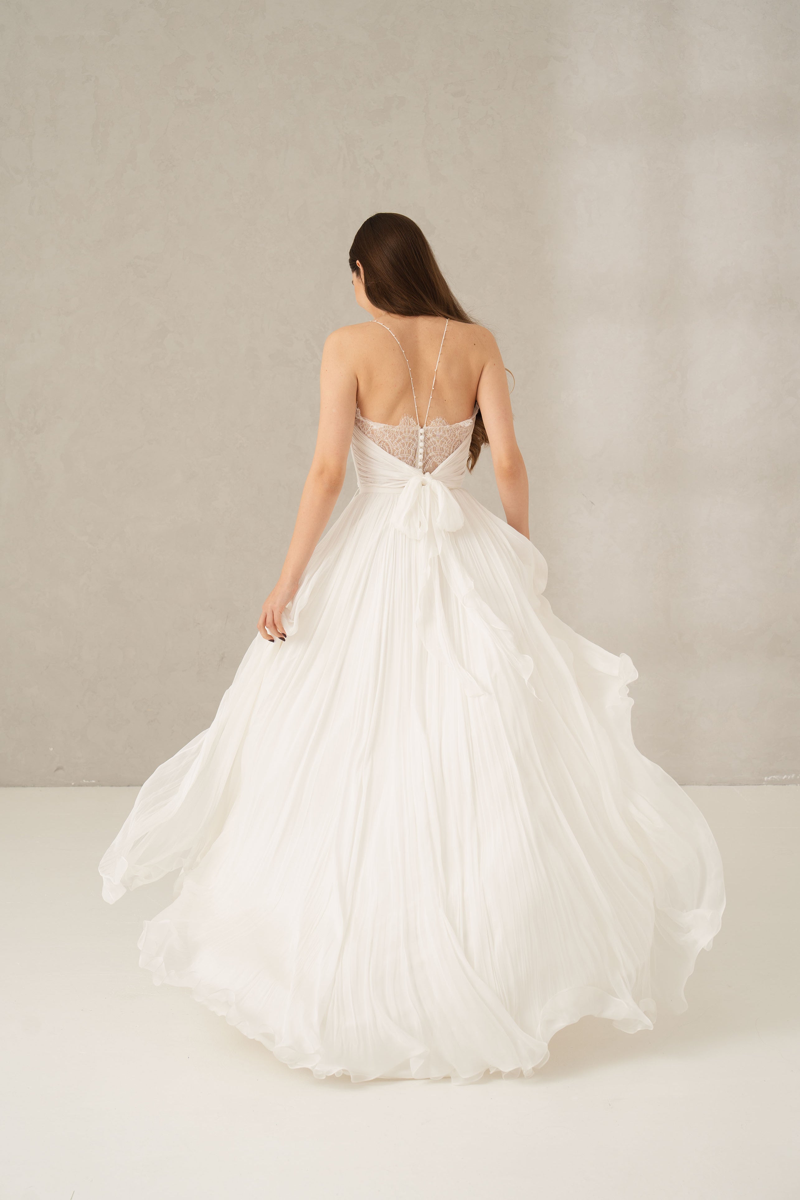 Rochie mireasa voal drapat Colette