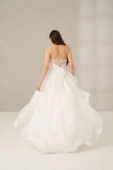 Rochie mireasa voal drapat Colette