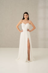 Rochie mireasa voal drapat Colette