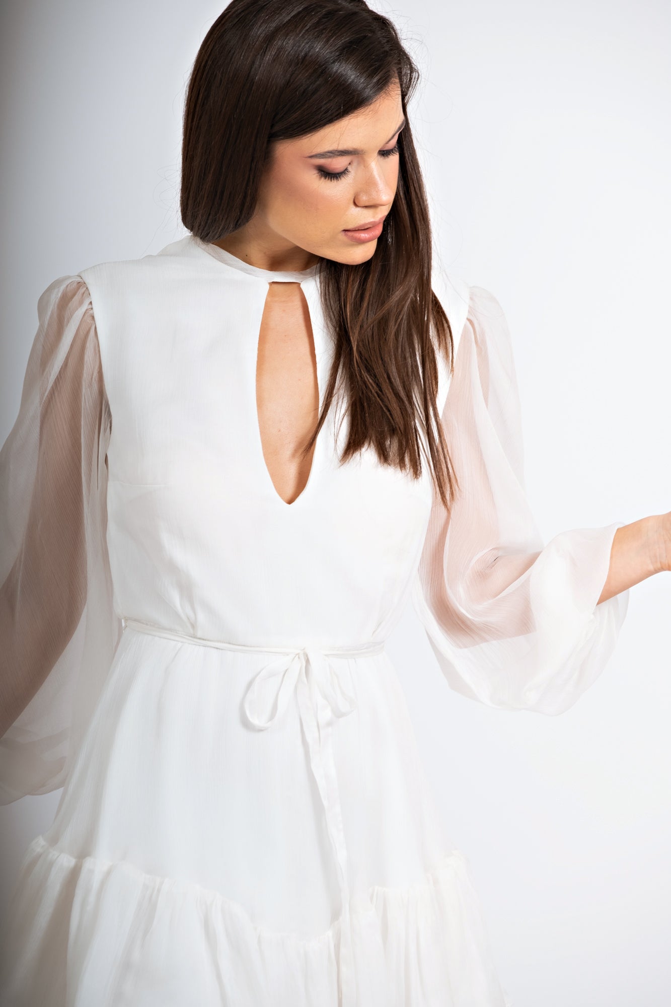 Rochie scurta cununie civila cu maneci Odette