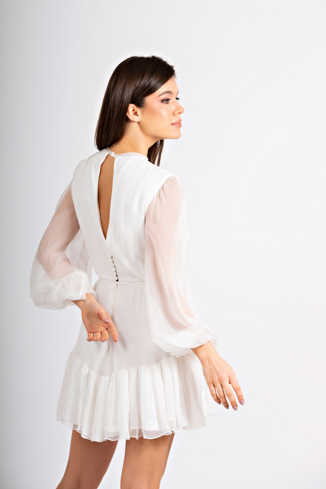Rochie scurta cununie civila cu maneci Odette