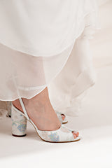 Sandale mireasa toc gros cu broderie colorata Spring