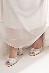 Sandale mireasa toc gros cu broderie colorata Spring